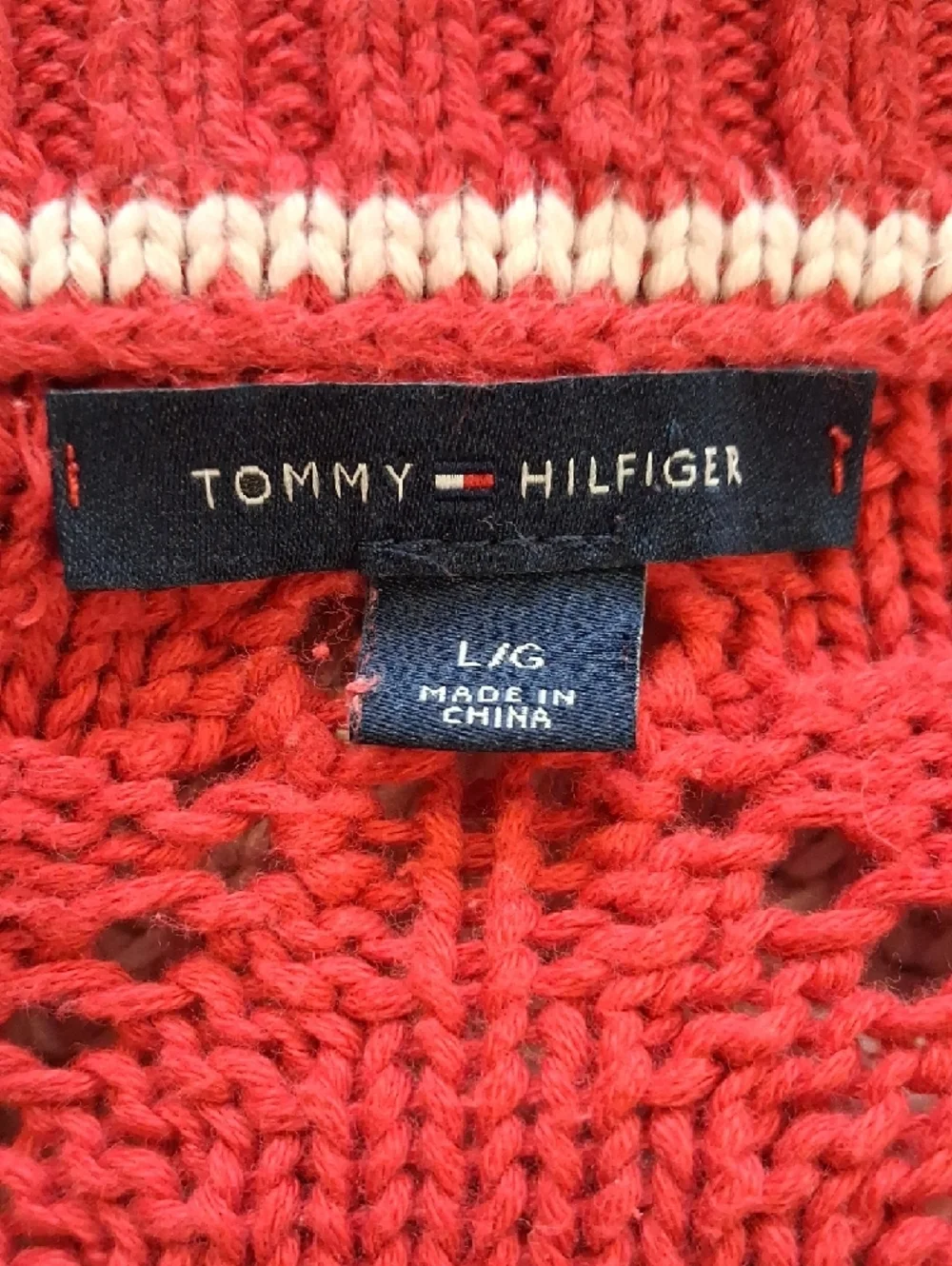 Women's Open Knit Crewneck Sweater - Red